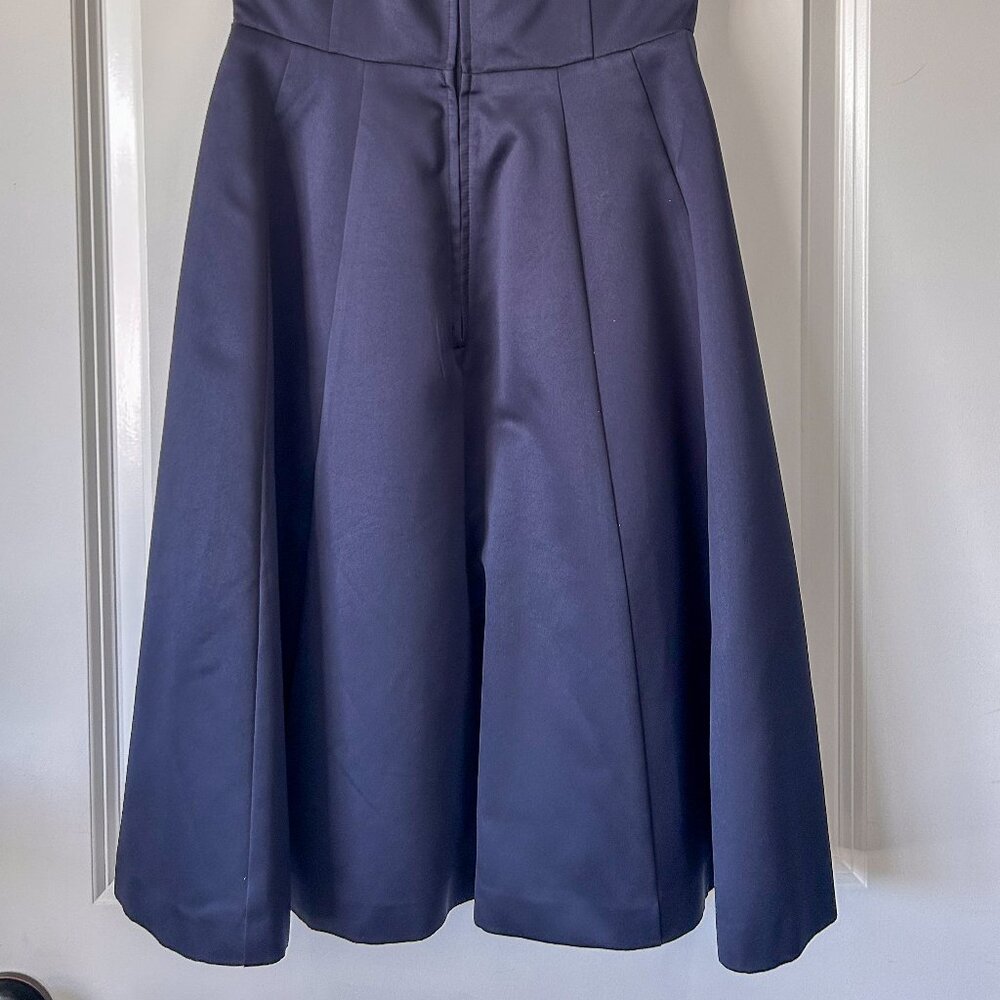 H&M Knee Length Party Dress Navy Blue Size 2/4 Strapless - Picture 2 of 4